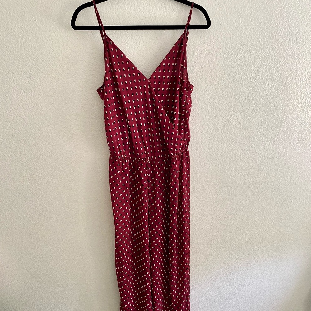 Burgundy Patterned Jumpsuit